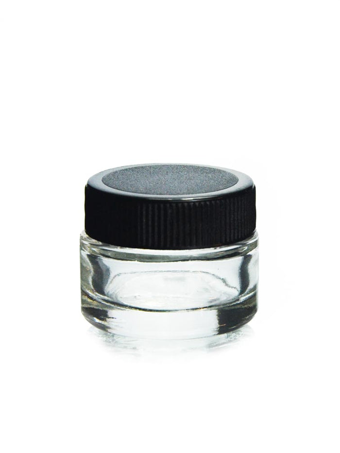 1 Gram Glass Container with Black Lid