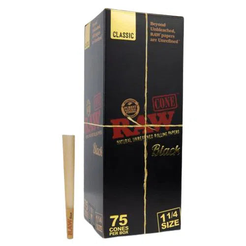 RAW Black Classic 1 1/4 Cones - 75 Count
